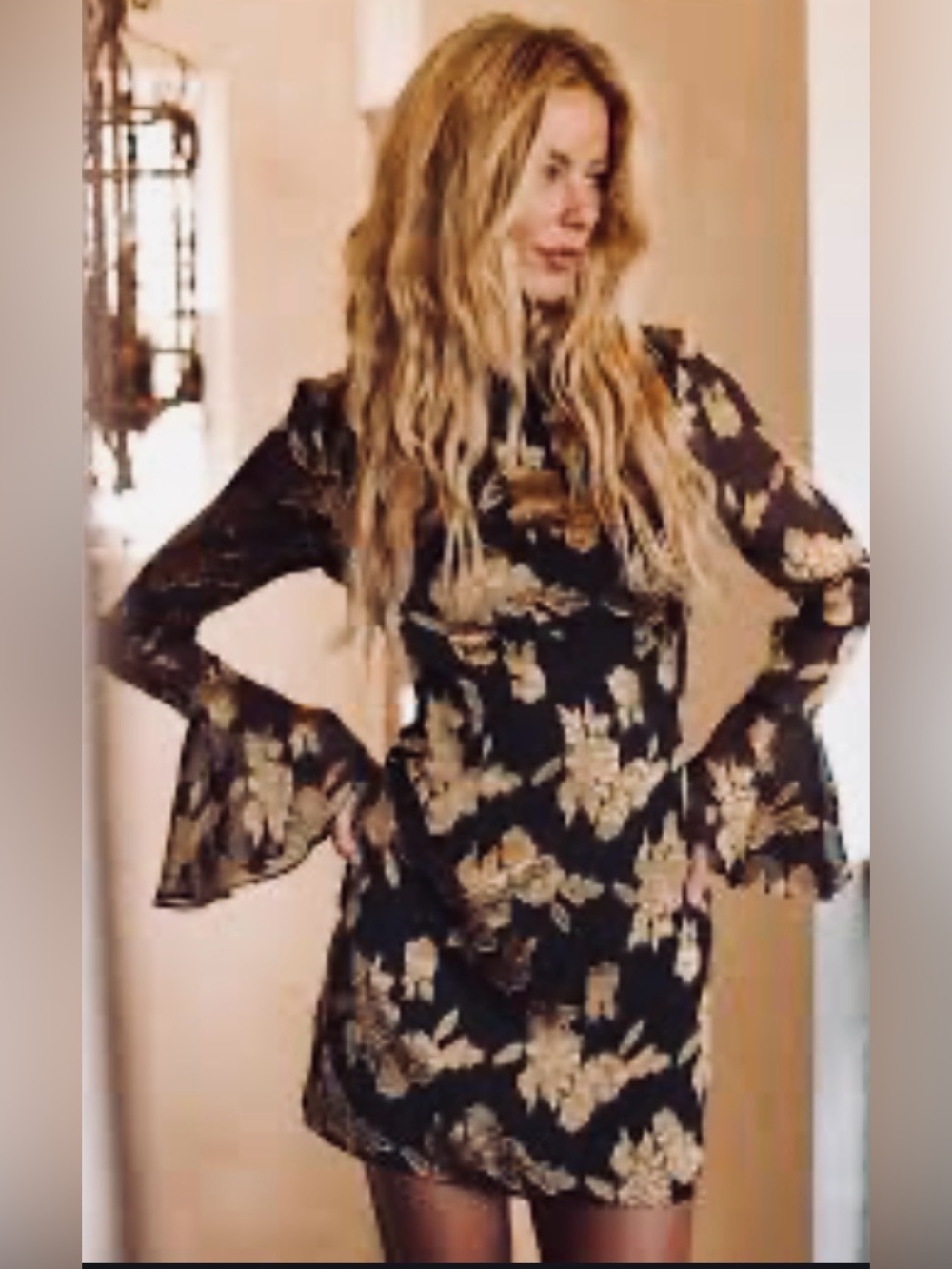 12th Tribe Black & Gold Marissa Mini Dress w Scoop Back